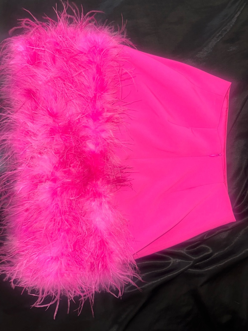 NADINE MERABI Hot Pink Feather Trim Mini Skirt